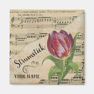 Strumstick Tulip Vintage Sheet Music Customized Magnet