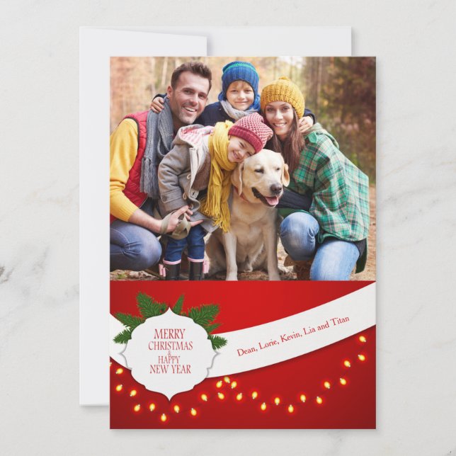 Strung Lights Photo Holiday Card (Front)