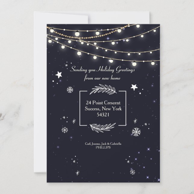 Strung Lights Winter Holiday Moving Announcement (Front)