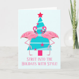 Strut Into the Holidays with Style Flamingos Holiday Card