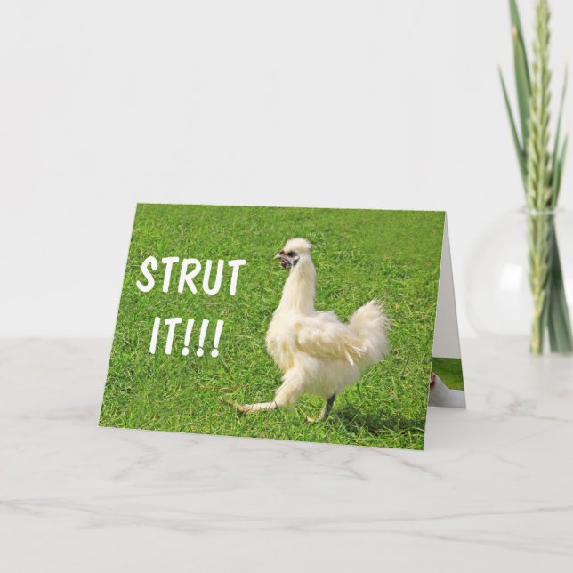 Strut It! Chicken And Rooster Birthday Card (Front)