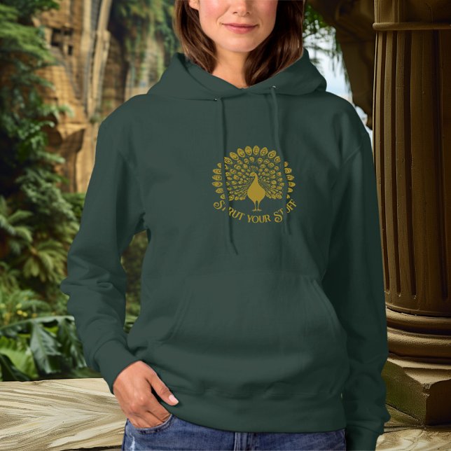 Strut Your Stuff Peacock Hoodie – Gold Statement (Creator Uploaded)