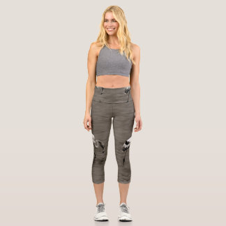 Strutt Like A Juvenile Artistic Flamingo In Gre Capri Leggings