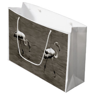 Strutt Like A Juvenile Artistic Flamingo In Grey R Large Gift Bag