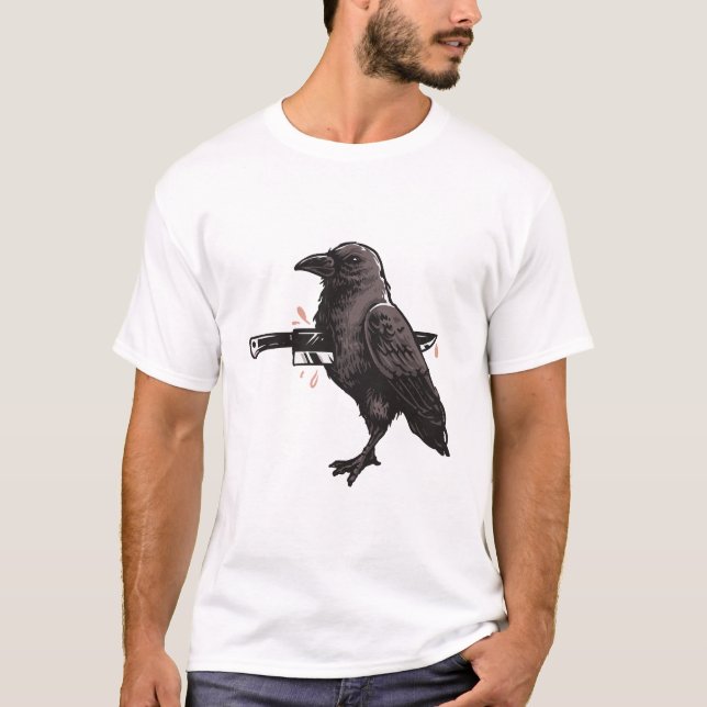Strutting Raven Dark Humor Tee (Front)
