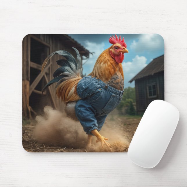 Strutting Rooster In a Dusty Farmyard Mouse Pad (With Mouse)