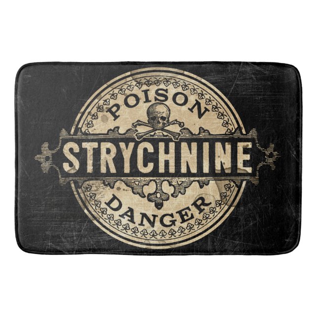 Strychnine Vintage Style Poison Label Bath Mat (Front)