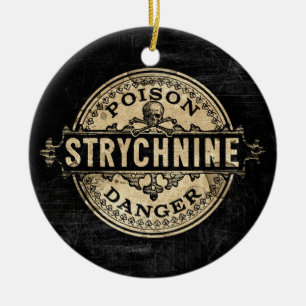Strychnine Vintage Style Poison Label Ceramic Tree Decoration