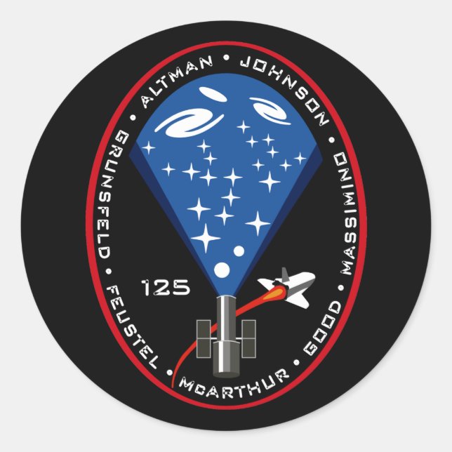 STS 125 Mission Patch Classic Round Sticker (Front)