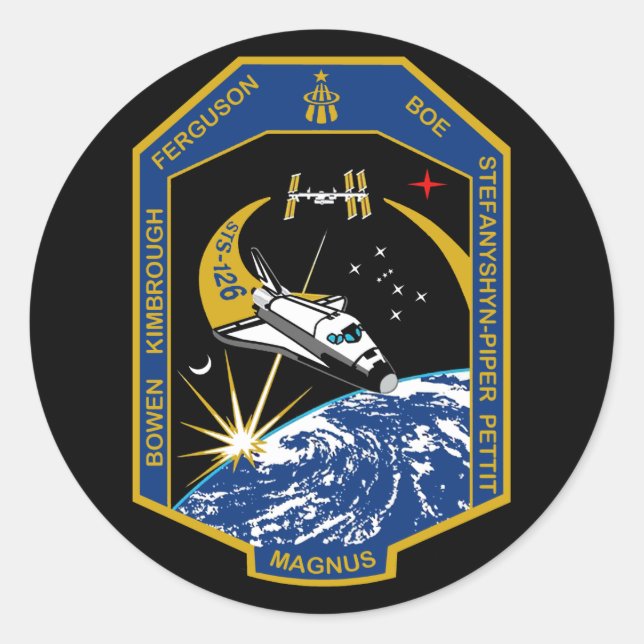 STS 126 Mission Patch Classic Round Sticker (Front)