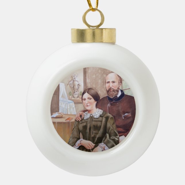 Sts.Zelie and Louis Martin Ceramic Ball Christmas Ornament (Front)