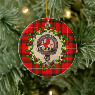 Stuart Clan Badge & Tartan Personalised Christmas Ceramic Tree Decoration