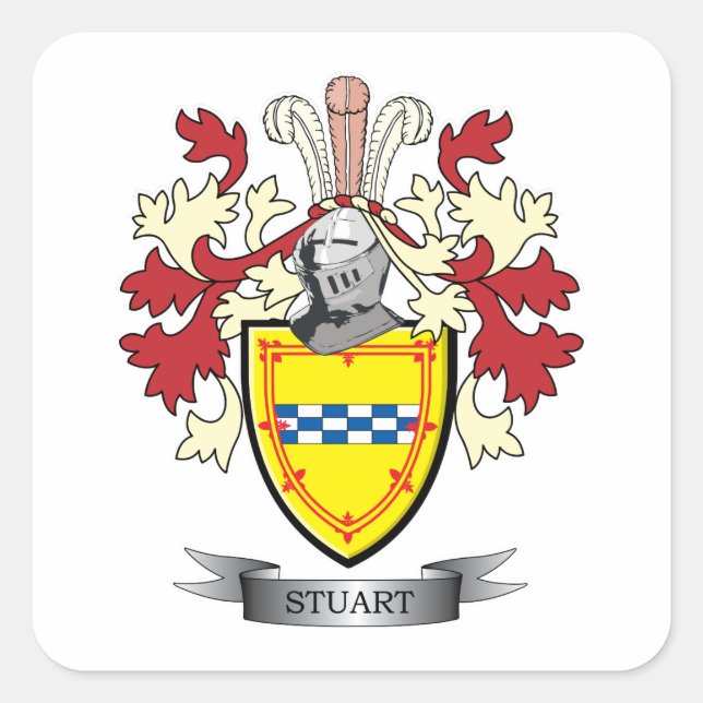 Stuart Family Crest Coat of Arms Square Sticker (Front)