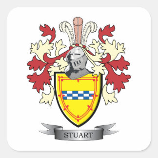 Stuart Family Crest Coat of Arms Square Sticker