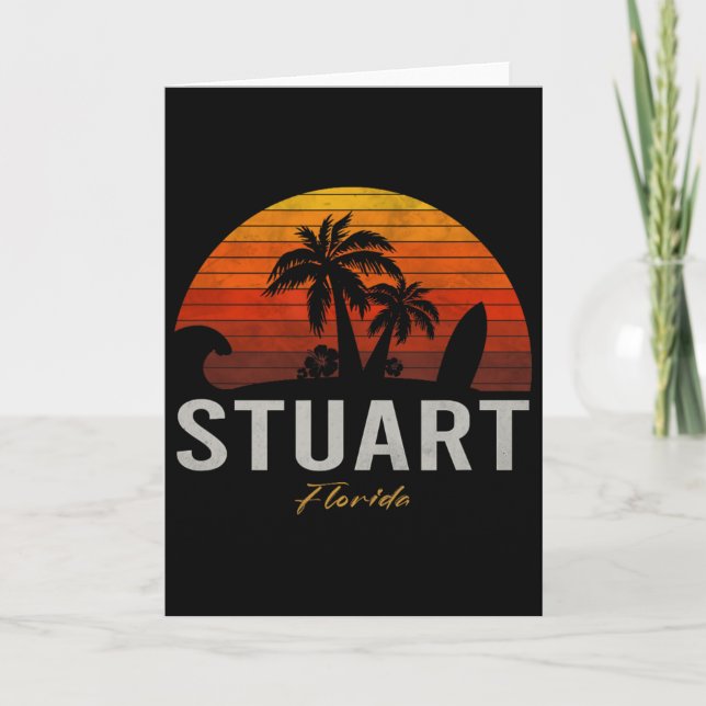Stuart Florida Retro Surfer Vintage Beach  Card (Front)