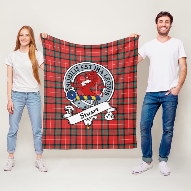 Stuart of Bute Clan Badge Tartan Plaid Fleece Blanket (In Situ)