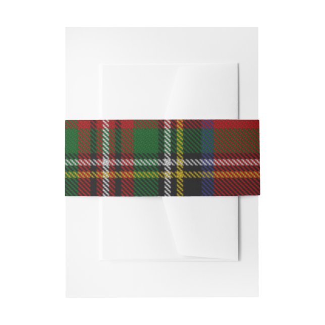 Stuart Plaid Tartan Christmas Invitation Belly Band (Front Example)