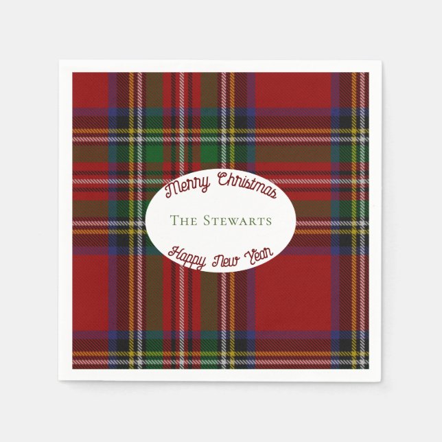 Stuart Plaid Tartan Christmas Napkin (Front)