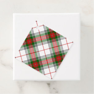 Stuart / Stewart tartan white red green plaid Favour Tags