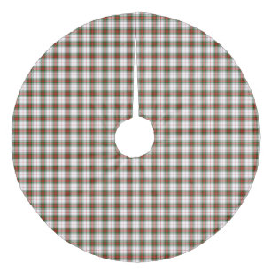 Stuart / Stewart tartan white red green plaid Fleece Tree Skirt
