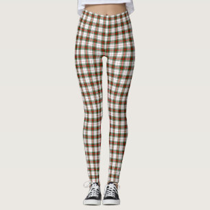 Stuart / Stewart tartan white red green plaid Leggings