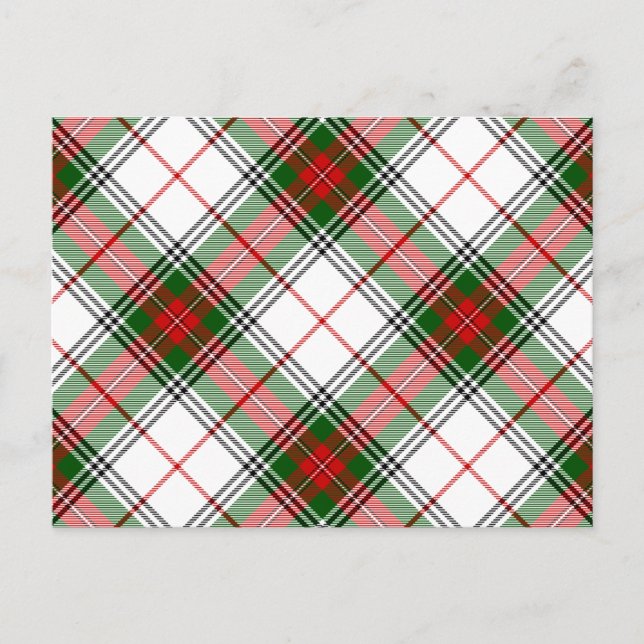 Stuart / Stewart tartan white red green plaid Postcard (Front)