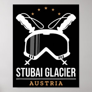 Stubai glacier austria ski resort vintage skiing poster