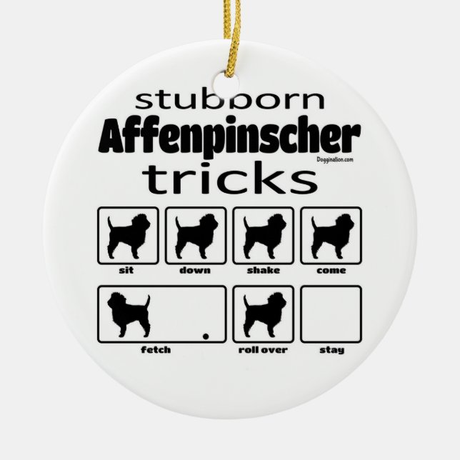 Stubborn Affenpinscher Tricks Ceramic Tree Decoration (Front)