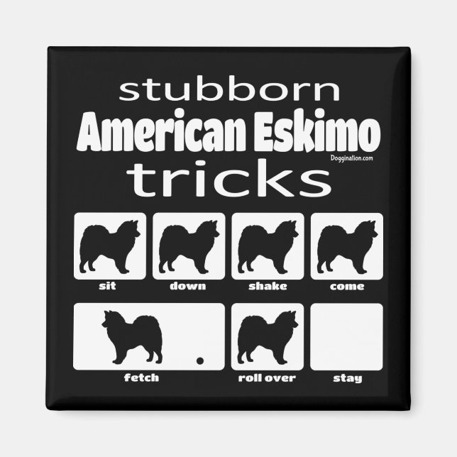 Stubborn American Eskimo Tricks Magnet (Front)