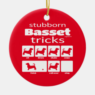 Stubborn Basset Tricks Ceramic Tree Decoration