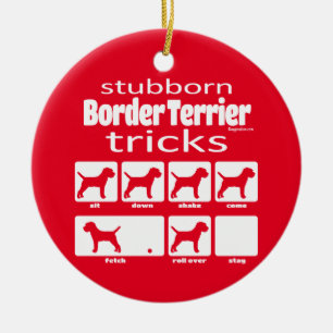 Stubborn Border Terrier Tricks Ceramic Tree Decoration