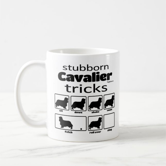 Stubborn Cavalier Tricks Coffee Mug (Left)