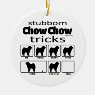 Stubborn Chow Chow Tricks Ceramic Tree Decoration