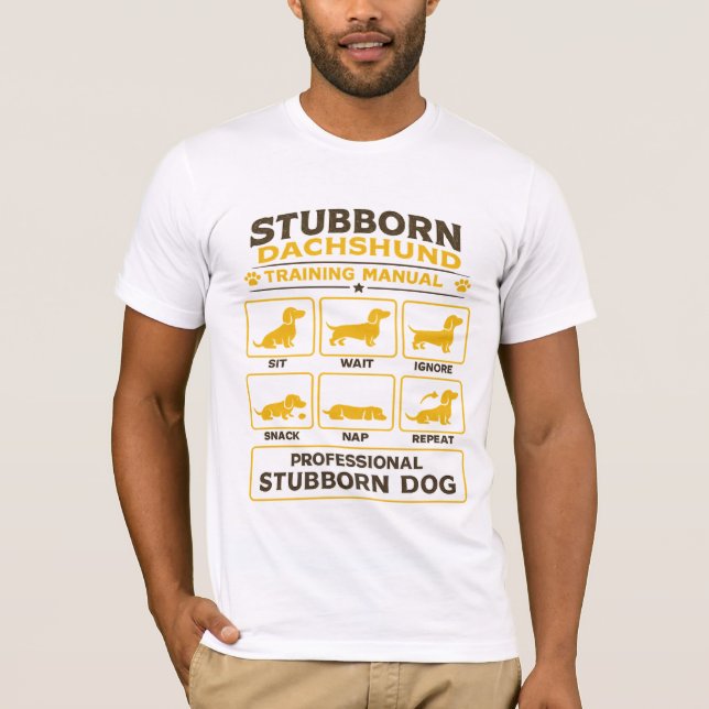 Stubborn Dachshund Training Manual Retro Dog Art T-Shirt (Front)