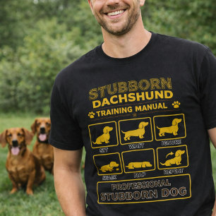 Stubborn Dachshund Training Manual Retro Dog Art T-Shirt