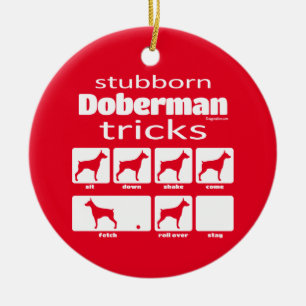 Stubborn Doberman Tricks Ceramic Tree Decoration