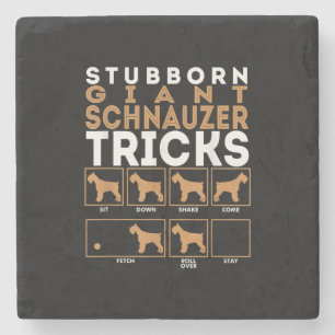 Stubborn Giant Schnauzer Dog Tricks Graphic Stone Coaster