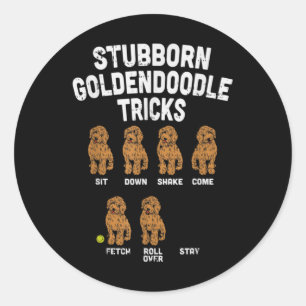 Stubborn Goldendoodle Tricks Funny Dog Trainer Mum Classic Round Sticker