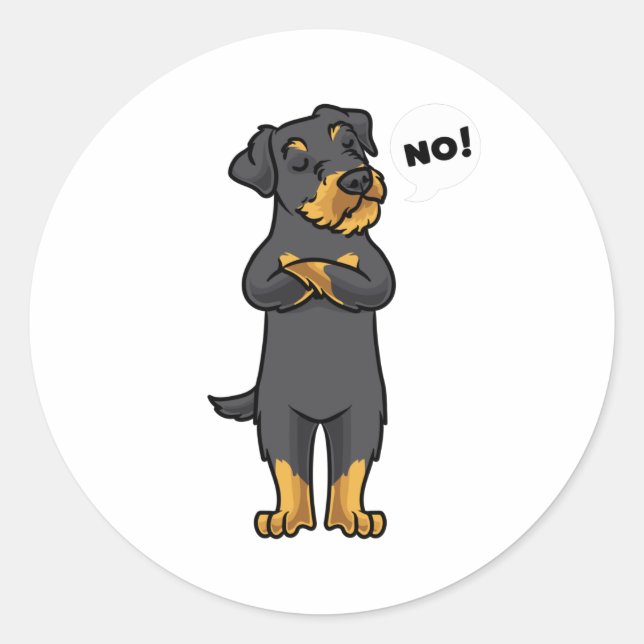 Stubborn Jagdterrier Dog funny Classic Round Sticker (Front)
