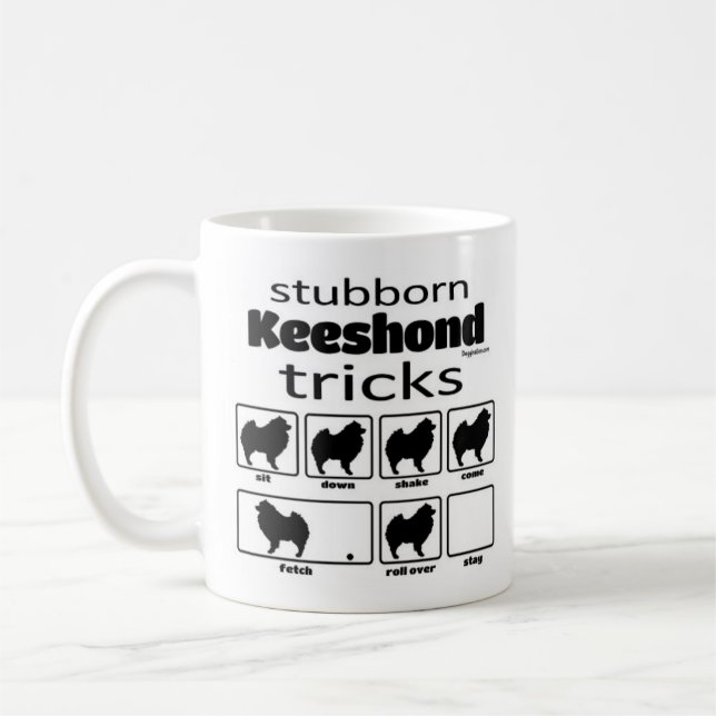 Stubborn Keeshond Tricks Coffee Mug (Left)