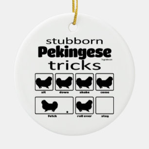 Stubborn Pekingese Tricks Ceramic Tree Decoration