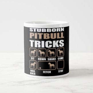 Stubborn Pitbull Tricks design Large Coffee Mug