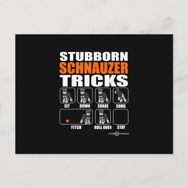 Stubborn Schnauzer Tricks  Funny Schnauzer Gift Announcement Postcard (Front)