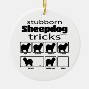 Stubborn Sheepdog Tricks Ceramic Tree Decoration