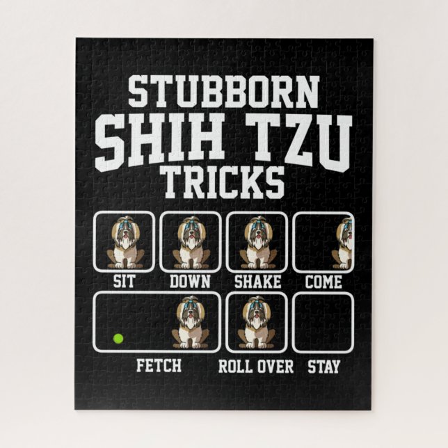 Stubborn Shih Tzu Dog Tricks Jigsaw Puzzle (Vertical)
