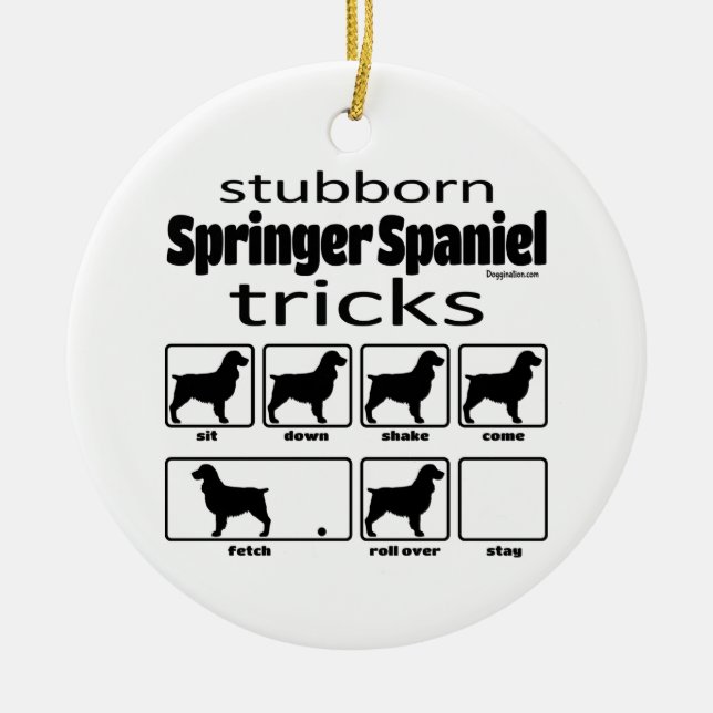 Stubborn Springer Spaniel Tricks Ceramic Tree Decoration (Front)