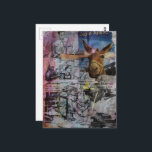 Stubborn Working Men a unique Mixed Media Collage Postcard<br><div class="desc">A mixed media collage made and photographed by Angelandspot in the year 2026 with vintage images from a book from the 1950s showing men working and a mule from another book all combined into a mixed media collage about men being stubborn</div>