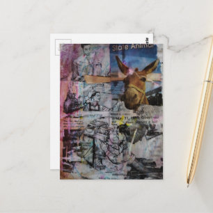 Stubborn Working Men a unique Mixed Media Collage Postcard