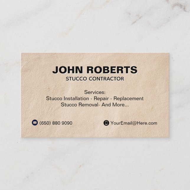 Stucco Business Card Construction Wall QR Code (Front)