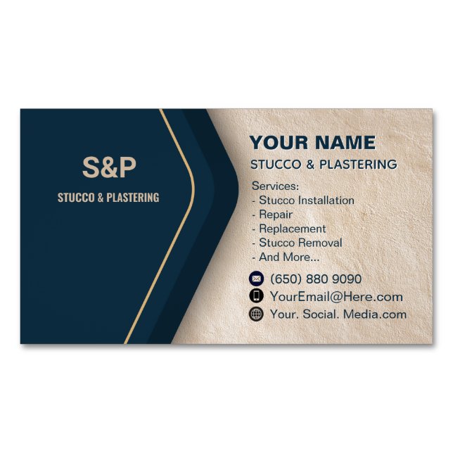 Stucco Contractor Business Card Magnet Plastering (Front)